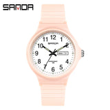 Fashion Sanda Topmerk Calenda Quartz Horloge Minimalistische Stijl Dames Polshorloge Eenvoudig Zwart Wit Waterdicht Horloge Klok Reloj