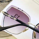 Lunettes de soleil carrées sans monture pour femmes - Lunettes de soleil vintage