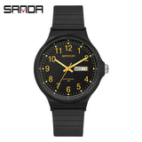 Fashion Sanda Topmerk Calenda Quartz Horloge Minimalistische Stijl Dames Polshorloge Eenvoudig Zwart Wit Waterdicht Horloge Klok Reloj