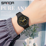 Fashion Sanda Topmerk Calenda Quartz Horloge Minimalistische Stijl Dames Polshorloge Eenvoudig Zwart Wit Waterdicht Horloge Klok Reloj