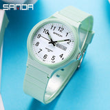 Fashion Sanda Topmerk Calenda Quartz Horloge Minimalistische Stijl Dames Polshorloge Eenvoudig Zwart Wit Waterdicht Horloge Klok Reloj