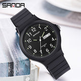 Fashion Sanda Topmerk Calenda Quartz Horloge Minimalistische Stijl Dames Polshorloge Eenvoudig Zwart Wit Waterdicht Horloge Klok Reloj