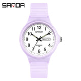 Fashion Sanda Topmerk Calenda Quartz Horloge Minimalistische Stijl Dames Polshorloge Eenvoudig Zwart Wit Waterdicht Horloge Klok Reloj