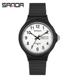 Fashion Sanda Topmerk Calenda Quartz Horloge Minimalistische Stijl Dames Polshorloge Eenvoudig Zwart Wit Waterdicht Horloge Klok Reloj
