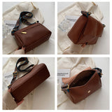 Solid Leather Crossbody Bag for Women - Shoulder Tote Handbag Purse