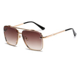 Lunettes de soleil dégradées pour hommes - Lunettes de soleil de luxe à grande monture en métal UV400