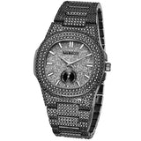 Luxe horloge met volledige diamant voor heren - roestvrijstalen quartz polshorloge met opbergdoos