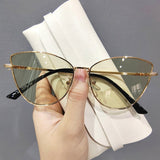 Cat Eye Zonnebril voor Dames - Vintage Ontwerp Metalen Montuur Bril