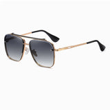Lunettes de soleil dégradées pour hommes - Lunettes de soleil de luxe à grande monture en métal UV400