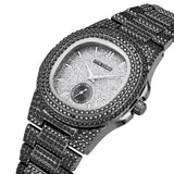 Luxe horloge met volledige diamant voor heren - roestvrijstalen quartz polshorloge met opbergdoos