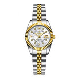Luxe Elegante Dameshorloge - 3ATM Waterdicht Lumineuze Datum Roestvrij Staal Quartz