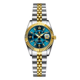 Luxe Elegante Dameshorloge - 3ATM Waterdicht Lumineuze Datum Roestvrij Staal Quartz