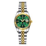 Luxe Elegante Dameshorloge - 3ATM Waterdicht Lumineuze Datum Roestvrij Staal Quartz
