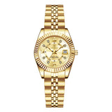 Luxe Elegante Dameshorloge - 3ATM Waterdicht Lumineuze Datum Roestvrij Staal Quartz