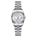 Luxe Elegante Dameshorloge - 3ATM Waterdicht Lumineuze Datum Roestvrij Staal Quartz