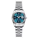 Luxe Elegante Dameshorloge - 3ATM Waterdicht Lumineuze Datum Roestvrij Staal Quartz