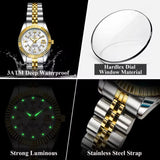 Luxe Elegante Dameshorloge - 3ATM Waterdicht Lumineuze Datum Roestvrij Staal Quartz