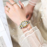 Luxe Elegante Dameshorloge - 3ATM Waterdicht Lumineuze Datum Roestvrij Staal Quartz