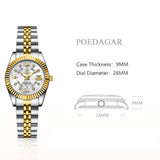 Luxe Elegante Dameshorloge - 3ATM Waterdicht Lumineuze Datum Roestvrij Staal Quartz