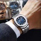 Luxe Vierkante Zakenhorloge - Waterdicht Lumineuze Datum Roestvrij Staal Quartz