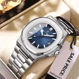 Luxe Vierkante Zakenhorloge - Waterdicht Lumineuze Datum Roestvrij Staal Quartz