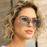 Verlauf-Sonnenbrille für Herren - Metall großer Rahmen Luxus Sonnenbrille UV400
