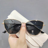 Cat Eye Sunglasses for Women - Vintage Design Metal Frame Glasses