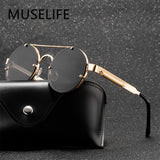 Klassieke Gotische Steampunk Zonnebril Unisex - Retro Ronde Metalen Bril UV400