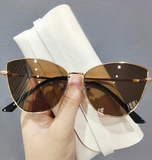 Cat Eye Sunglasses for Women - Vintage Design Metal Frame Glasses