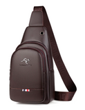 Crossbody Chest Pack Bag - Durable PU Leather Vintage Shoulder Bag Messenger Purse