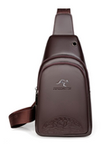 Crossbody Chest Pack Bag - Durable PU Leather Vintage Shoulder Bag Messenger Purse