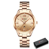 Luxe gouden horloge voor dames - roestvrijstalen armband 3 ATM quartz horloge polshorloge