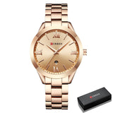 Luxury Gold Watch for Women - Stainless Steel Bracelet 3 ATM Quartz Clock Wristwatch