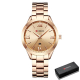 Luxe gouden horloge voor dames - roestvrijstalen armband 3 ATM quartz horloge polshorloge