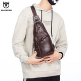 Leather Chest Bag for Men - Classy Messenger Purse Fashion Business Pack High Capacity