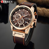 Luxe horloge voor heren met leren band - Quartz Sportchronograaf Polshorloge Klok