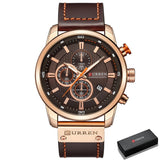 Luxe horloge voor heren met leren band - Quartz Sportchronograaf Polshorloge Klok