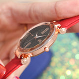 Montre ciel étoilé minimaliste pour femme - Bracelet en cuir décontracté à la mode avec ceinture à quartz