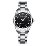Lässige Luxusuhr für Damen - Wasserdichte Strass-Armbanduhr aus Edelstahl