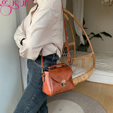 Small Crossbody Bag for Women with Clasp - PU Leather Shoulder Handbag Purse