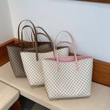 Tweedelige set luxe tote handtas voor dames - Designer gestreepte schouder boodschappentas