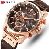 Luxe horloge voor heren met leren band - Quartz Sportchronograaf Polshorloge Klok