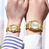 Luxe gouden horloge voor dames - strass quartz horloge waterdicht polshorloge