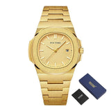 Frosted luxe horloge voor heren - Mode roestvrij stalen quartz horloge met opbergdoos