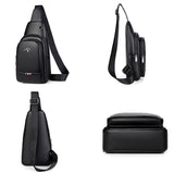 Crossbody Chest Pack Bag - Durable PU Leather Vintage Shoulder Bag Messenger Purse