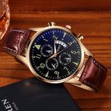 Stijlvol luxe horloge voor heren - Lichtgevende quartz horloge lederen band met kalender
