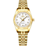 Luxe gouden horloge voor dames - strass quartz horloge waterdicht polshorloge