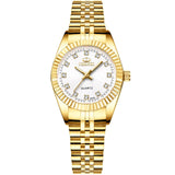 Luxe gouden horloge voor dames - strass quartz horloge waterdicht polshorloge