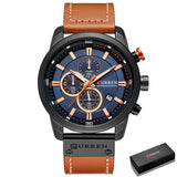 Luxe horloge voor heren met leren band - Quartz Sportchronograaf Polshorloge Klok