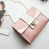 Handtas in contrasterende kleur met gouden ketting - Schoudertas voor dames met metalen schoudertas